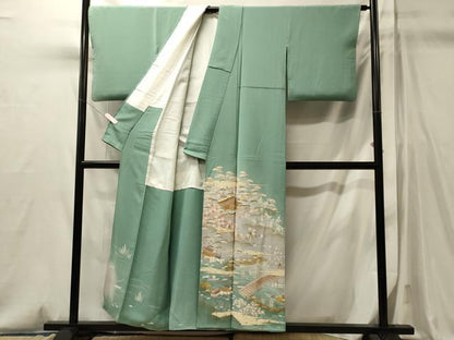 平和屋着物■豪華色留袖　駒刺繍　風景花松文　暈し染め　金彩　正絹　逸品　CABM0820oy