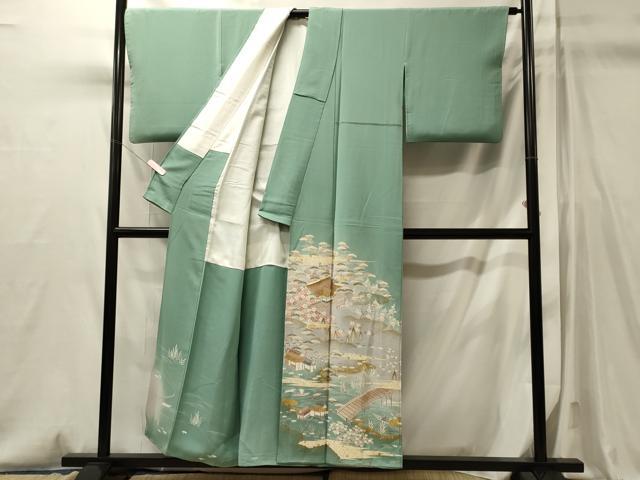 平和屋着物■豪華色留袖　駒刺繍　風景花松文　暈し染め　金彩　正絹　逸品　CABM0820oy