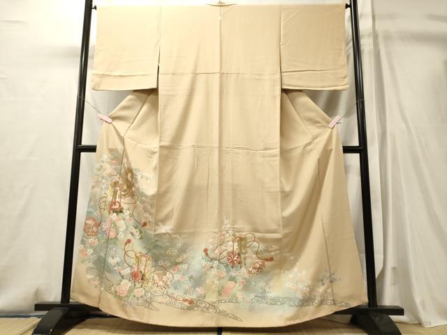 平和屋着物■豪華色留袖　駒刺繍　貝桶花松文　暈し染め　金彩　正絹　逸品　CABM0821oy