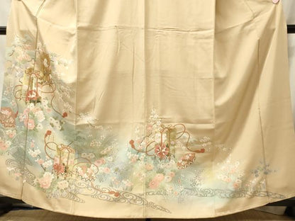 平和屋着物■豪華色留袖　駒刺繍　貝桶花松文　暈し染め　金彩　正絹　逸品　CABM0821oy