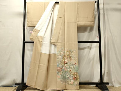 平和屋着物■豪華色留袖　駒刺繍　貝桶花松文　暈し染め　金彩　正絹　逸品　CABM0821oy