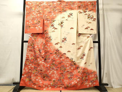 平和屋着物■訪問着　刺繍　松竹梅　暈し染め　金彩　正絹　逸品　CABM0829oy