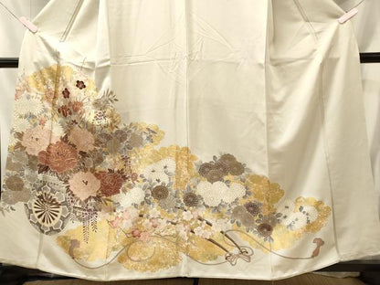 平和屋着物■豪華色留袖　駒刺繍　花車文　金彩　正絹　逸品　CABM0831oy