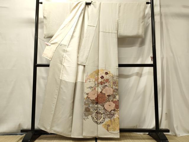 平和屋着物■豪華色留袖　駒刺繍　花車文　金彩　正絹　逸品　CABM0831oy