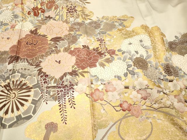平和屋着物■豪華色留袖　駒刺繍　花車文　金彩　正絹　逸品　CABM0831oy