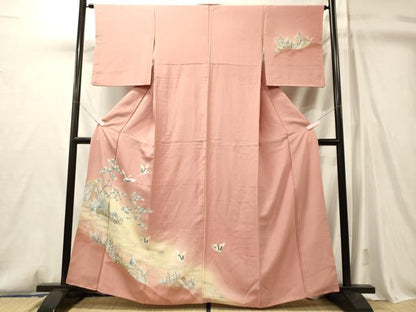 平和屋着物■訪問着　飛鶴枝葉文　暈し染め　金彩　正絹　逸品　CABM0834oy