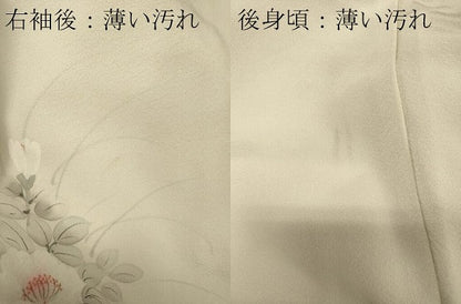 平和屋着物■訪問着　手描き　流水草花文　正絹　逸品　CABM0847oy