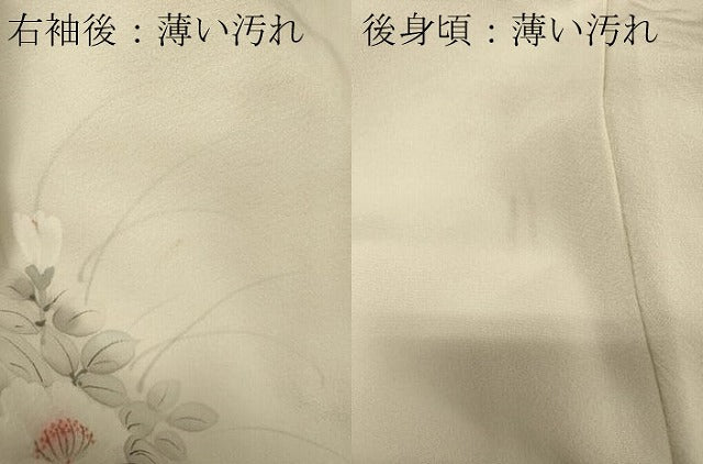 平和屋着物■訪問着　手描き　流水草花文　正絹　逸品　CABM0847oy