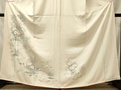 平和屋着物■訪問着　手描き　流水草花文　正絹　逸品　CABM0847oy