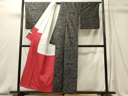 平和屋着物■本場大島紬　草花文　正絹　逸品　CABM0848oy