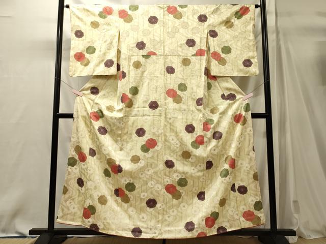 平和屋着物■上質な小紋　枝椿　金彩　正絹　逸品　CABM0885oy