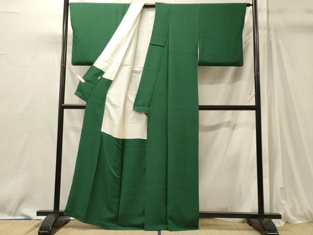 平和屋着物■本草木染め作家　瑞峰　色無地　萌葱色　三越扱い　正絹　逸品　CABM0896oy