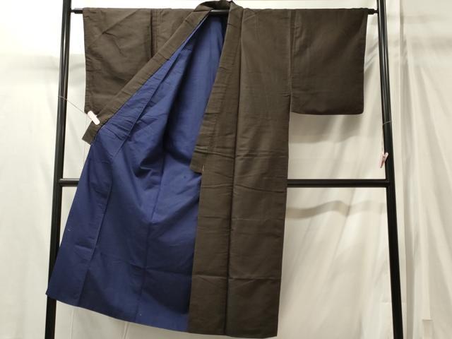 平和屋着物■男性　紬　格子柄　正絹　逸品　CABM0902oy
