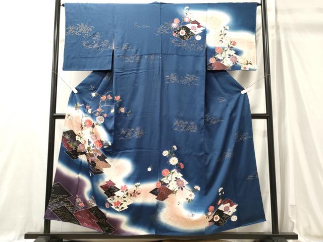 平和屋着物■訪問着　松皮菱飛鳥花文　暈し染め　金彩　正絹　逸品　CABM0903oy