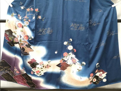 平和屋着物■訪問着　松皮菱飛鳥花文　暈し染め　金彩　正絹　逸品　CABM0903oy