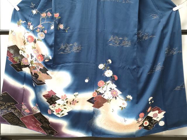 平和屋着物■訪問着　松皮菱飛鳥花文　暈し染め　金彩　正絹　逸品　CABM0903oy