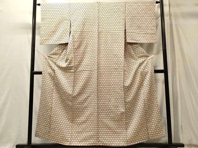 平和屋着物■上質な小紋　亀甲文　扇面金通し地　正絹　逸品　CABM0908oy