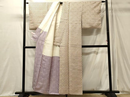 平和屋着物■上質な小紋　亀甲文　扇面金通し地　正絹　逸品　CABM0908oy
