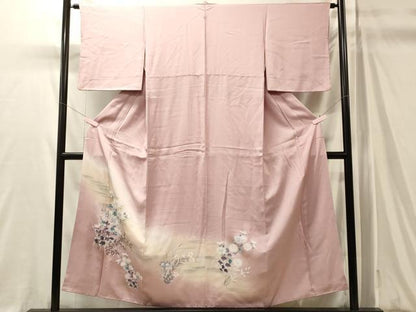 平和屋着物■訪問着　手描き　草花文　暈し染め　金彩　正絹　逸品　CABM0910oy