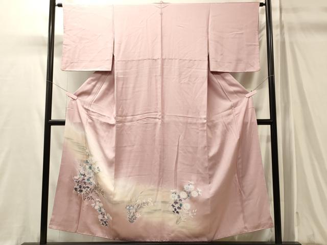 平和屋着物■訪問着　手描き　草花文　暈し染め　金彩　正絹　逸品　CABM0910oy