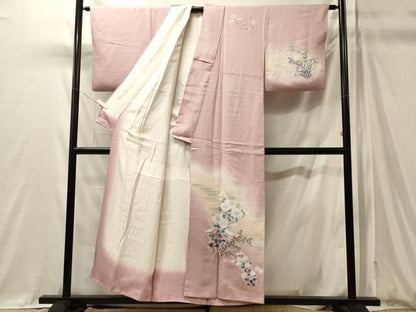 平和屋着物■訪問着　手描き　草花文　暈し染め　金彩　正絹　逸品　CABM0910oy