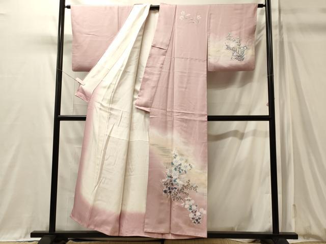 平和屋着物■訪問着　手描き　草花文　暈し染め　金彩　正絹　逸品　CABM0910oy