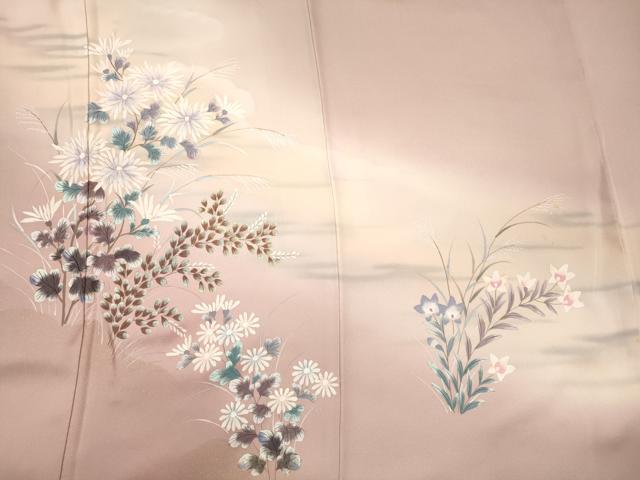 平和屋着物■訪問着　手描き　草花文　暈し染め　金彩　正絹　逸品　CABM0910oy