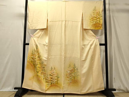 平和屋着物■訪問着　手描き　樹林文　暈し染め　正絹　逸品　CABM0911oy