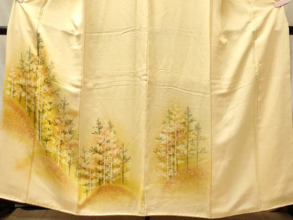 平和屋着物■訪問着　手描き　樹林文　暈し染め　正絹　逸品　CABM0911oy