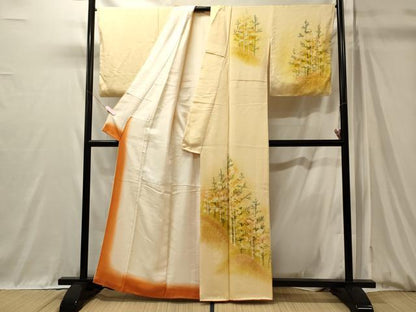 平和屋着物■訪問着　手描き　樹林文　暈し染め　正絹　逸品　CABM0911oy