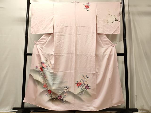 平和屋着物■訪問着　手描き　遠山枝花文　暈し染め　正絹　逸品　CABM0913oy