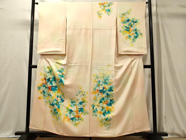 平和屋着物■訪問着　手描き　舞花文　暈し染め　正絹　逸品　未使用　CABM0919oy