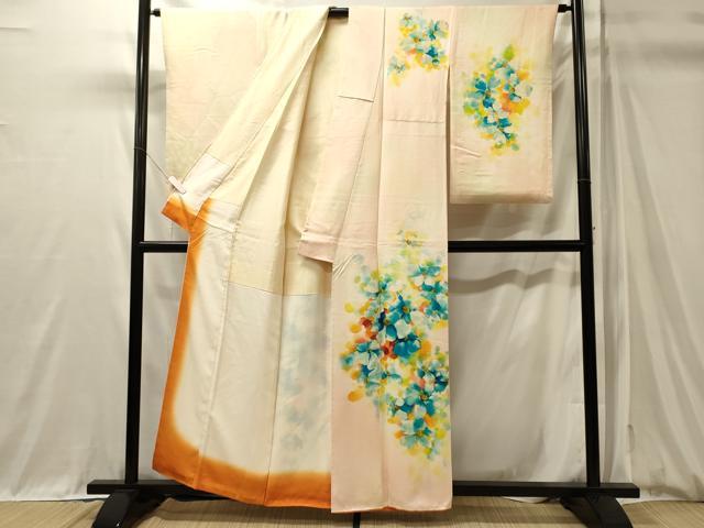 平和屋着物■訪問着　手描き　舞花文　暈し染め　正絹　逸品　未使用　CABM0919oy