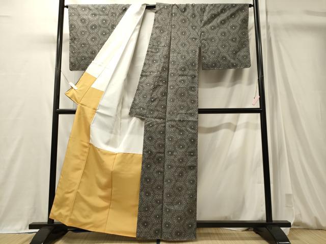 平和屋着物■上質な紬　亀甲花文　正絹　逸品　未使用　CABM0925oy