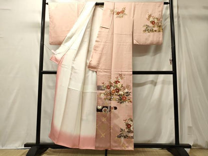平和屋着物■訪問着　駒刺繍　エ霞吉祥花松文　暈し染め　金彩　正絹　逸品　CABM0926oy