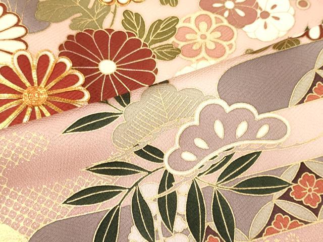 平和屋着物■訪問着　駒刺繍　エ霞吉祥花松文　暈し染め　金彩　正絹　逸品　CABM0926oy