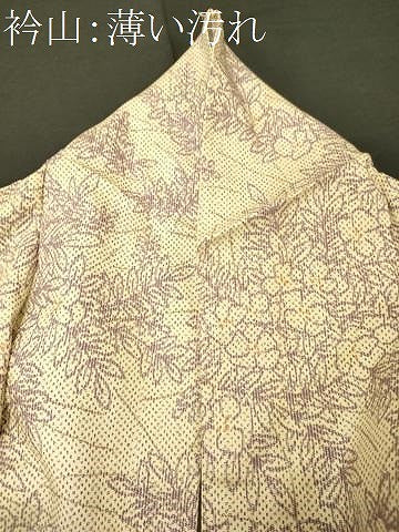 平和屋着物■上質な紬　草花文　正絹　逸品　CABM0928oy