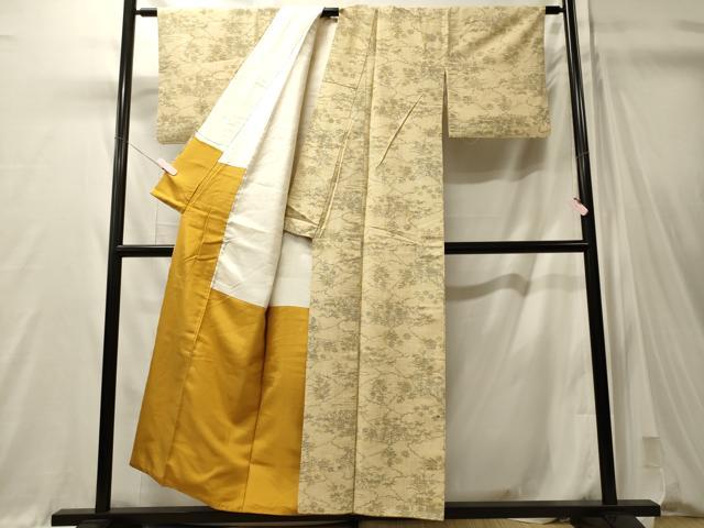 平和屋着物■上質な紬　雲取り花文　正絹　逸品　CABM0929oy