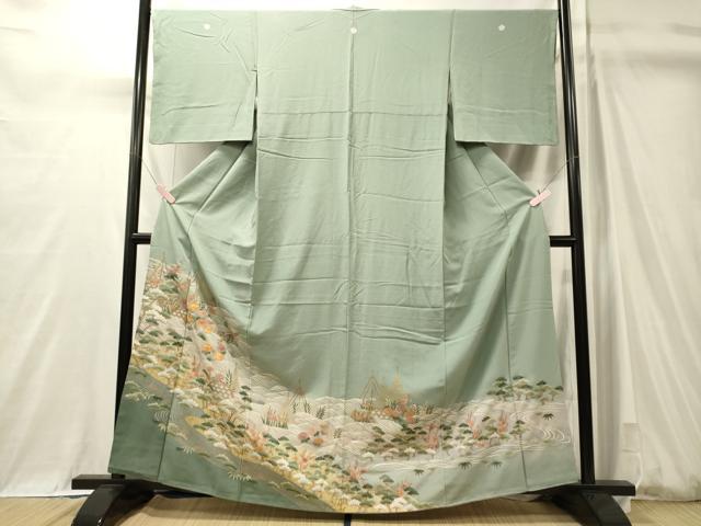 平和屋着物■豪華色留袖　駒刺繍　流水花松文　暈し染め　金彩　三越扱い　正絹　逸品　CABM0935oy