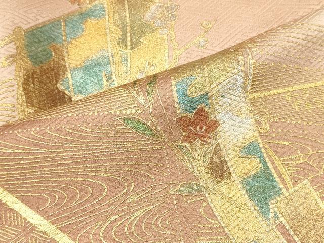 平和屋着物■訪問着　渡り橋几帳花文　暈し染め　金彩　正絹　逸品　CABM0936oy