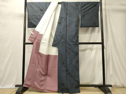 平和屋着物■本場大島紬　9マルキ　草花文　正絹　逸品　CABM0942oy
