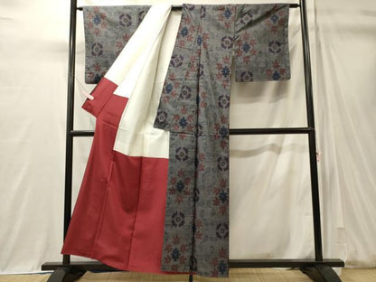 平和屋着物■本場大島紬　7マルキ　幾何学文　正絹　逸品　未使用　CABM0943oy