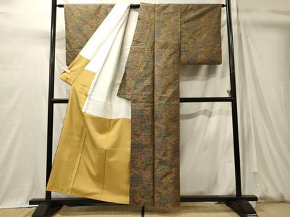 平和屋着物■上質な紬　幾何学文　正絹　逸品　CABM0947oy