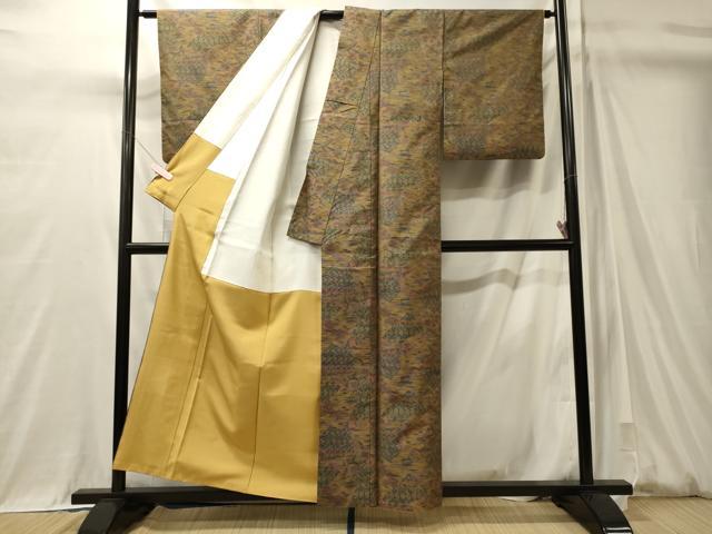 平和屋着物■上質な紬　幾何学文　正絹　逸品　CABM0947oy