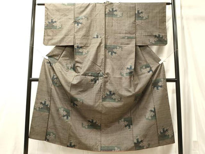 平和屋着物■本場大島紬　9マルキ　草葉文　正絹　逸品　CABM0948oy
