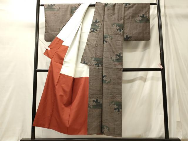 平和屋着物■本場大島紬　9マルキ　草葉文　正絹　逸品　CABM0948oy