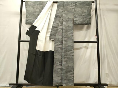平和屋着物■江戸小紋　作家物　吉祥花文　黒地　正絹　逸品　CABM0949oy