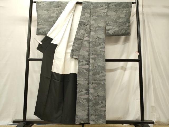 平和屋着物■江戸小紋　作家物　吉祥花文　黒地　正絹　逸品　CABM0949oy
