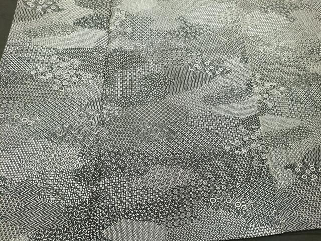 平和屋着物■江戸小紋　作家物　吉祥花文　黒地　正絹　逸品　CABM0949oy