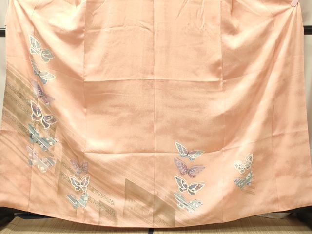 平和屋着物■訪問着　斜線舞蝶地紋　金銀彩　高島屋扱い　正絹　逸品　未使用　CABM0953oy